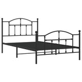 Metal Bed Frame without Mattress with Footboard Black 107x203 cm King Single - Side View