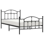 Metal Bed Frame without Mattress with Footboard Black 107x203 cm King Single