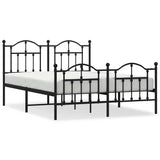 Metal Bed Frame without Mattress with Footboard Black 135x190 cm - Front View