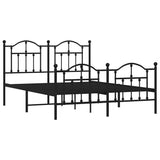 Metal Bed Frame without Mattress with Footboard Black 135x190 cm