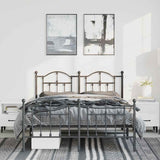 Metal Bed Frame without Mattress with Footboard Black 135x190 cm