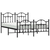 Metal Bed Frame without Mattress with Footboard Black 135x190 cm