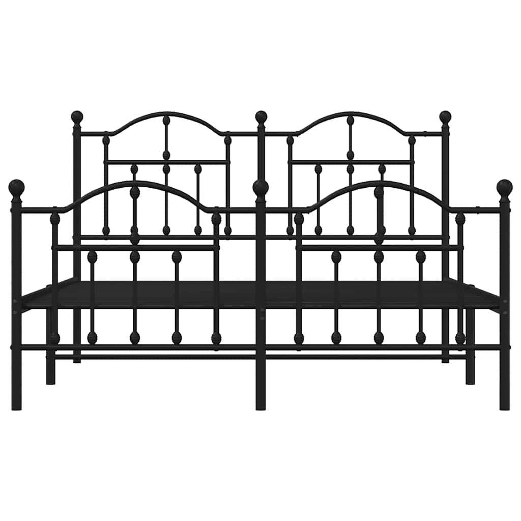 Metal Bed Frame without Mattress with Footboard Black 135x190 cm