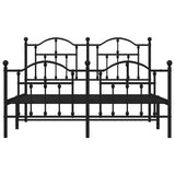 Metal Bed Frame without Mattress with Footboard Black 135x190 cm - Rear View