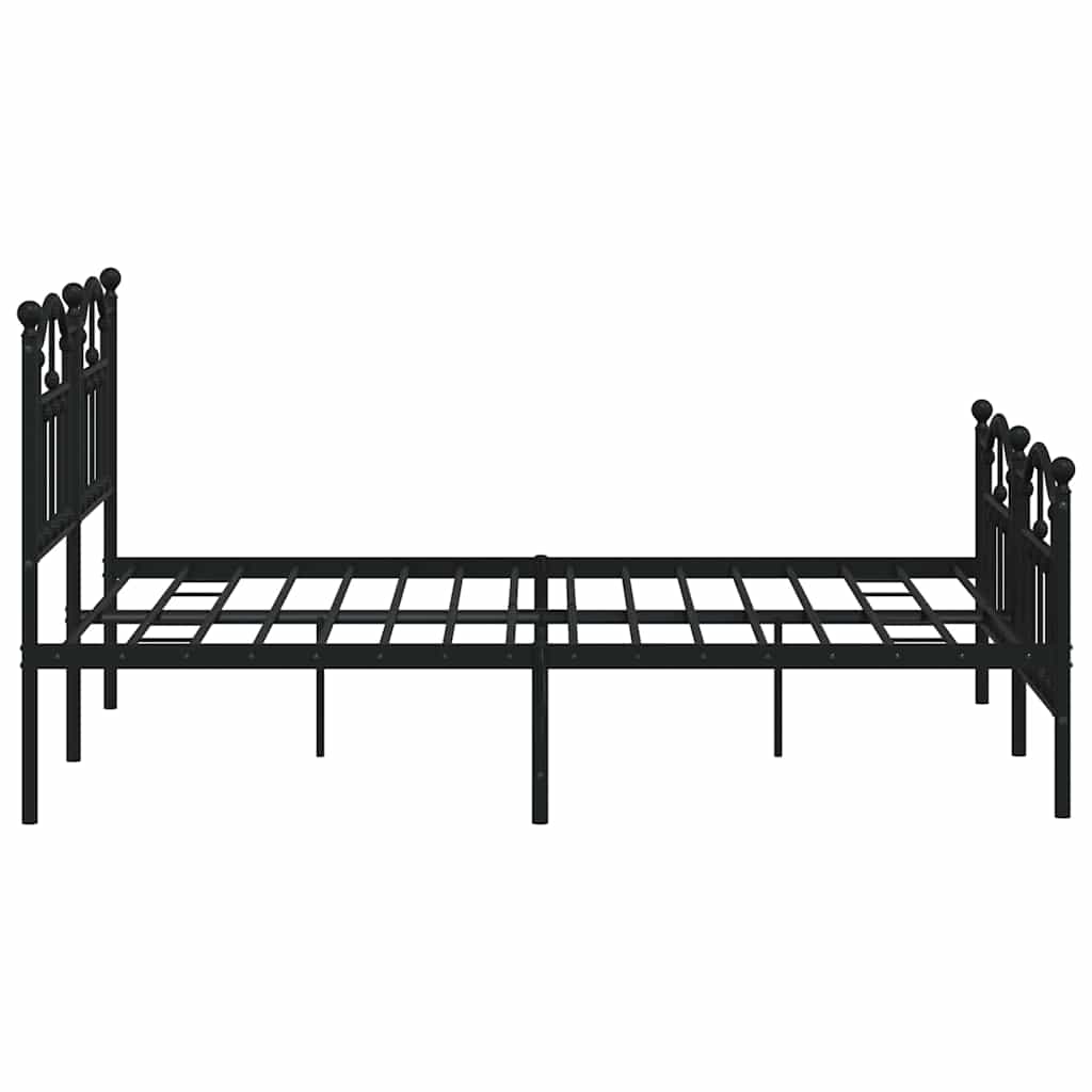 Metal Bed Frame without Mattress with Footboard Black 135x190 cm