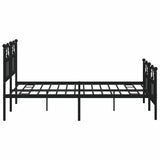 Metal Bed Frame without Mattress with Footboard Black 135x190 cm