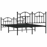 Metal Bed Frame without Mattress with Footboard Black 135x190 cm