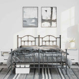 Metal Bed Frame without Mattress with Footboard Black 150x200 cm - Top-Down View