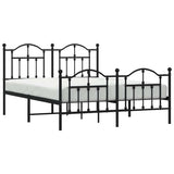 Metal Bed Frame without Mattress with Footboard Black 150x200 cm - 45-Degree Angle