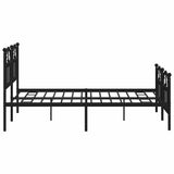 Metal Bed Frame without Mattress with Footboard Black 150x200 cm