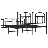 Metal Bed Frame without Mattress with Footboard Black 150x200 cm