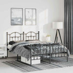 Metal Bed Frame without Mattress with Footboard Black 150x200 cm