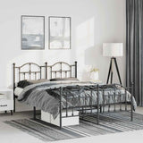 Metal Bed Frame without Mattress with Footboard Black 150x200 cm