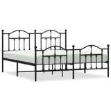 Metal Bed Frame without Mattress with Footboard Black 183x203 cm King - Front View
