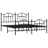 Metal Bed Frame without Mattress with Footboard Black 183x203 cm King