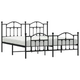 Metal Bed Frame without Mattress with Footboard Black 183x203 cm King - Top-Down View