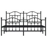 Metal Bed Frame without Mattress with Footboard Black 183x203 cm King