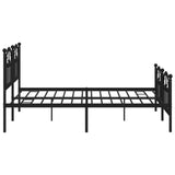 Metal Bed Frame without Mattress with Footboard Black 183x203 cm King - Rear View