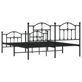 Metal Bed Frame without Mattress with Footboard Black 183x203 cm King - Close-Up Angle