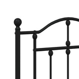 Metal Bed Frame without Mattress with Footboard Black 183x203 cm King - Low Angle