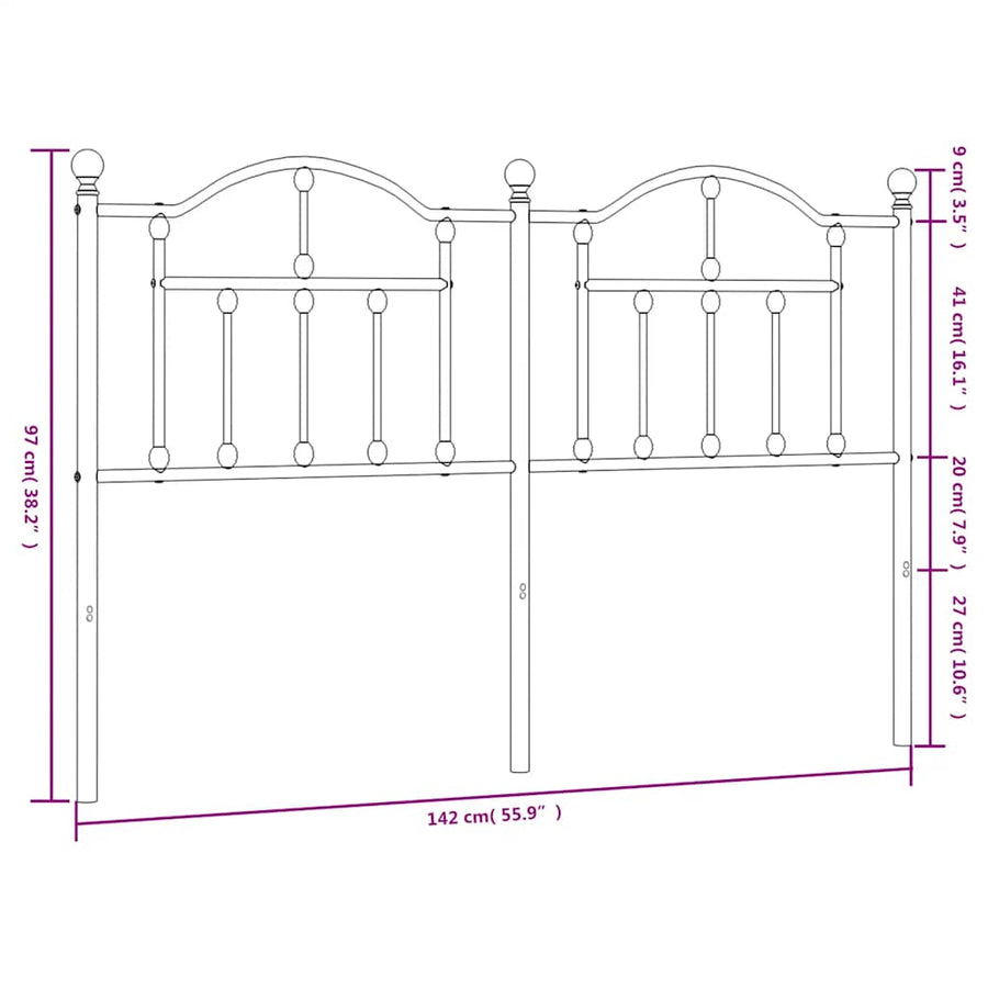 Metal Replace Headboard Black 135 cm