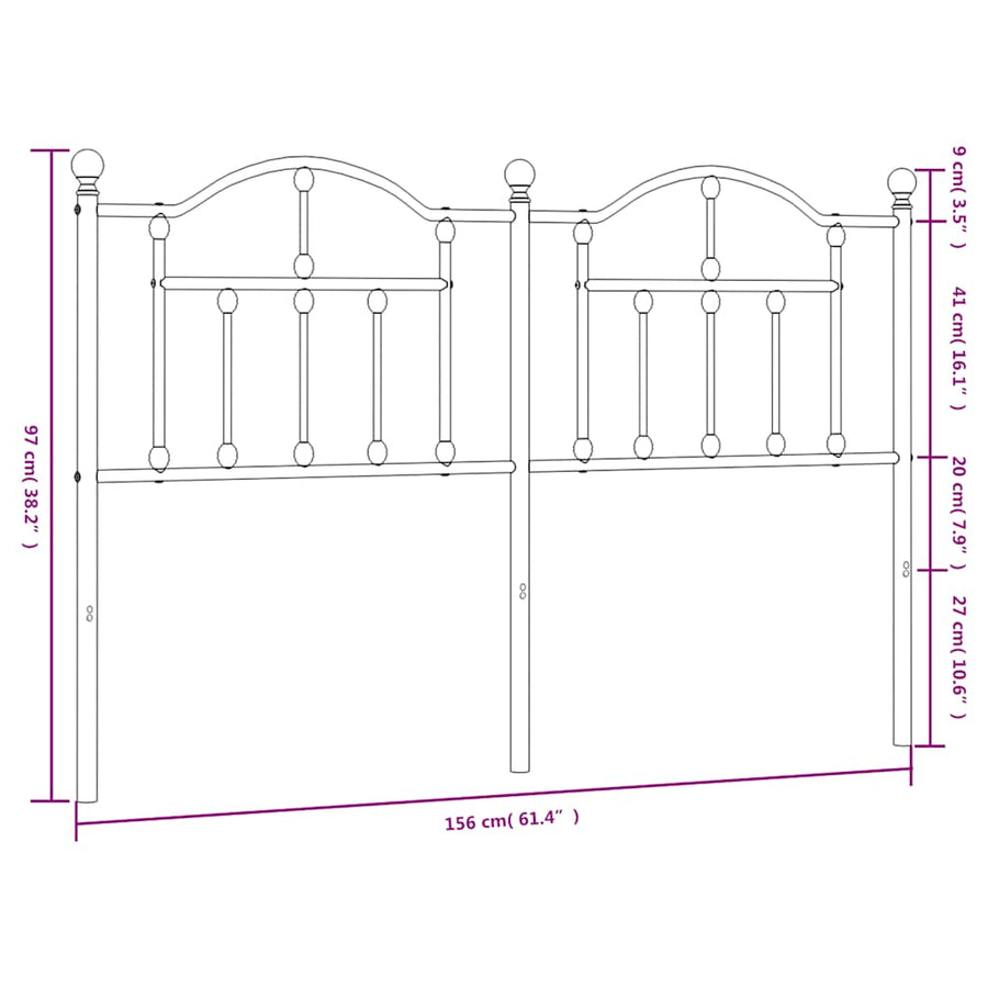 Metal Replace Headboard Black 150 cm