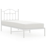 Metal Bed Frame without Mattress with Headboard White 90x190 cm - Front View