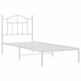 Metal Bed Frame without Mattress with Headboard White 90x190 cm - Side View