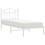 Metal Bed Frame without Mattress with Headboard White 90x190 cm