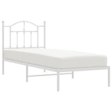 Metal Bed Frame without Mattress with Headboard White 90x190 cm - Top-Down View