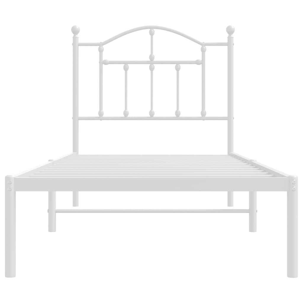 Metal Bed Frame without Mattress with Headboard White 90x190 cm