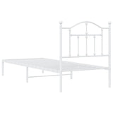 Metal Bed Frame without Mattress with Headboard White 90x190 cm - Close-Up Angle