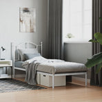 Metal Bed Frame without Mattress with Headboard White 90x190 cm