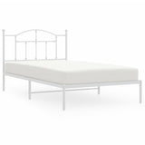 Metal Bed Frame without Mattress with Headboard White 107x203 cm King Single - Front View