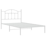 Metal Bed Frame without Mattress with Headboard White 107x203 cm King Single - Side View