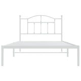 Metal Bed Frame without Mattress with Headboard White 107x203 cm King Single - 45-Degree Angle