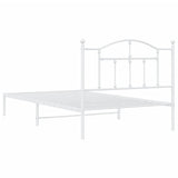 Metal Bed Frame without Mattress with Headboard White 107x203 cm King Single - Close-Up Angle