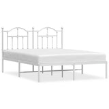 Metal Bed Frame without Mattress with Headboard White 135x190 cm - Front View