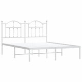 Metal Bed Frame without Mattress with Headboard White 135x190 cm