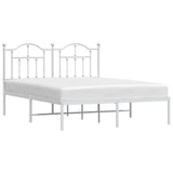 Metal Bed Frame without Mattress with Headboard White 135x190 cm - 45-Degree Angle