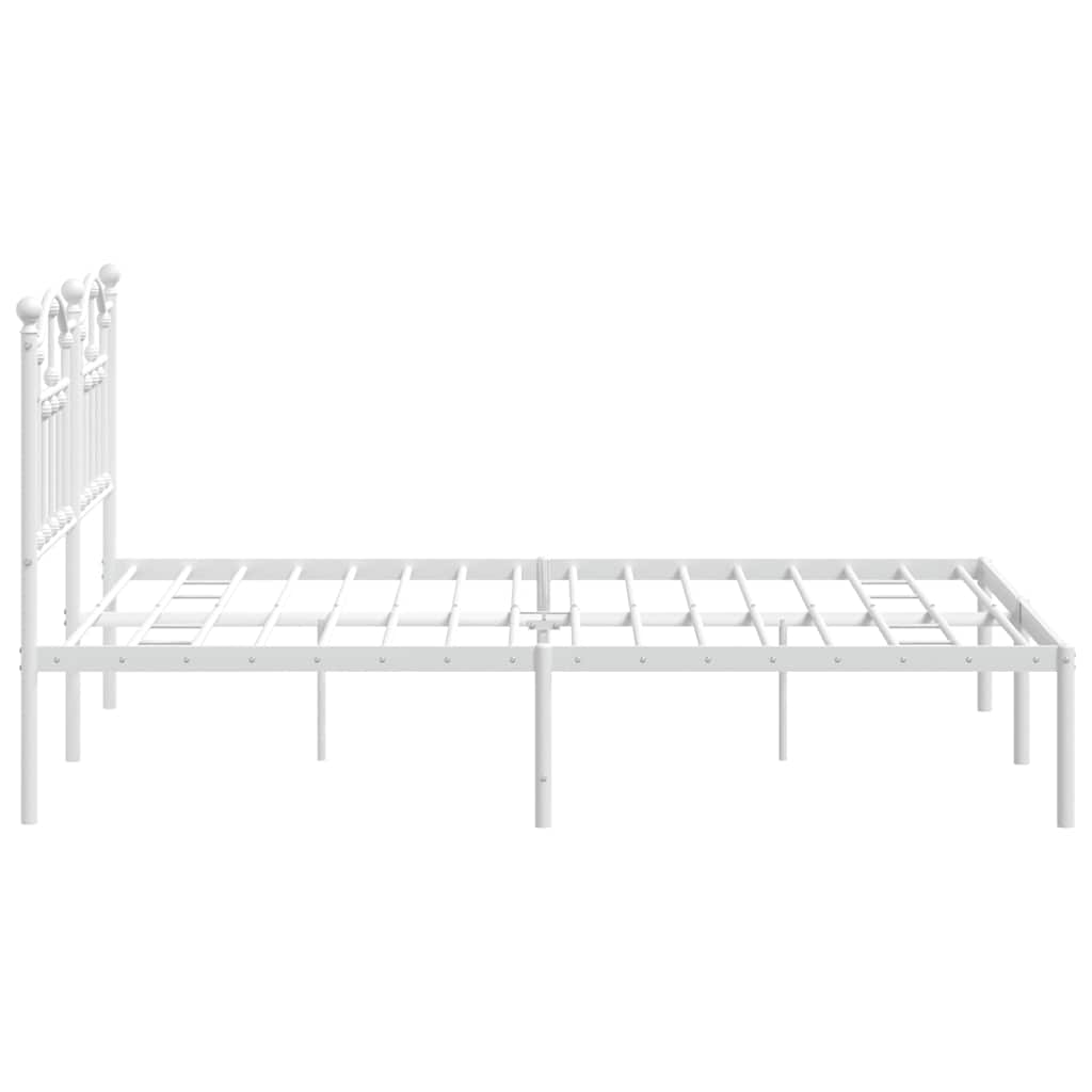 Metal Bed Frame without Mattress with Headboard White 135x190 cm