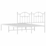 Metal Bed Frame without Mattress with Headboard White 135x190 cm - Low Angle