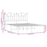 Metal Bed Frame without Mattress with Headboard White 135x190 cm