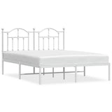 Metal Bed Frame without Mattress with Headboard White 150x200 cm - Front View