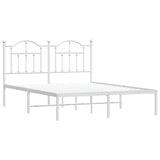 Metal Bed Frame without Mattress with Headboard White 150x200 cm