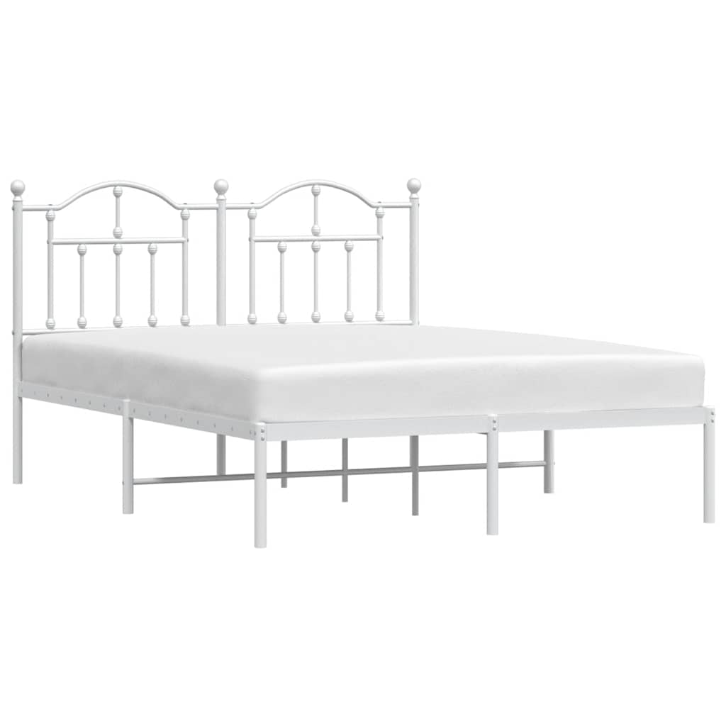 Metal Bed Frame without Mattress with Headboard White 150x200 cm