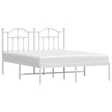 Metal Bed Frame without Mattress with Headboard White 150x200 cm - 45-Degree Angle