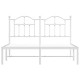Metal Bed Frame without Mattress with Headboard White 150x200 cm - Rear View