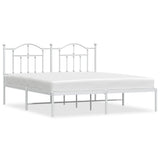 Metal Bed Frame without Mattress with Headboard White 183x203 cm King