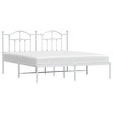 Metal Bed Frame without Mattress with Headboard White 183x203 cm King - Top-Down View